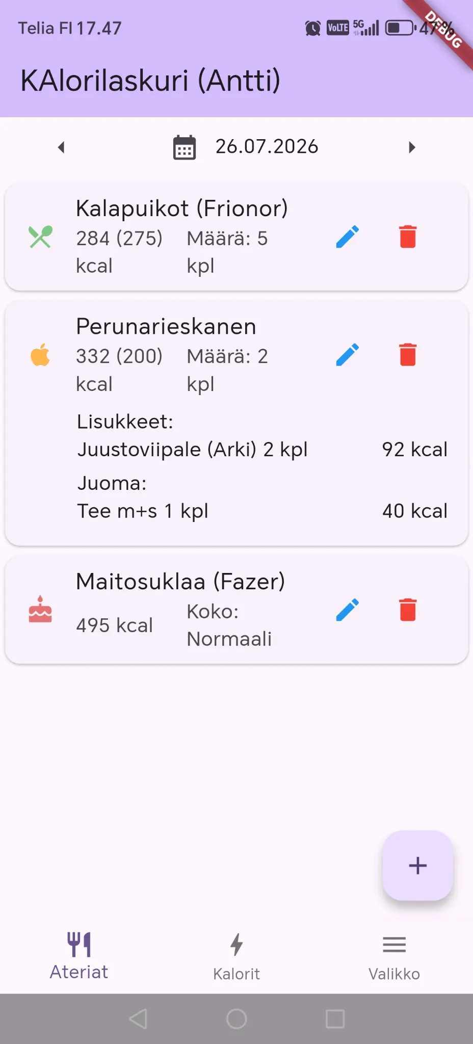 Kalorilaskuri ateriat