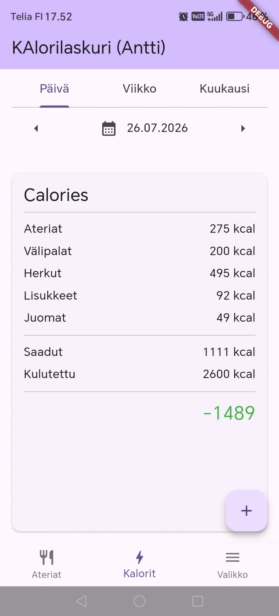 Kalorilaskuri kalorit